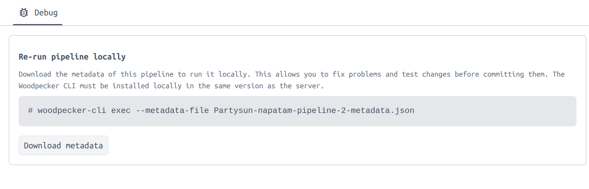 Debug pipeline Screenshot